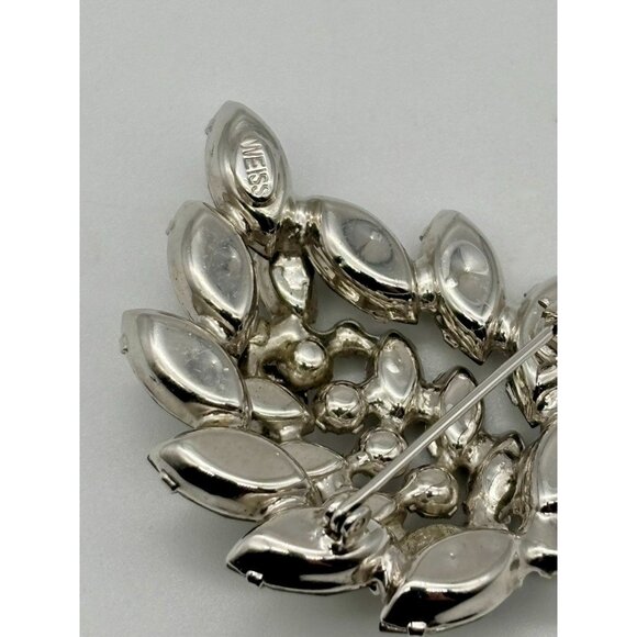 Vintage Weiss Brooch, Grey Rhinestones W/Scrolling Clear Rhinestones, Book Piece - Picture 9 of 11